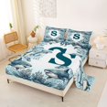 thumbnail image 2 of jejeloiu Boys Personalized Gifts Bed Sheets,Ocean Shark Monogrammed Print S Full Size Sheets,4pcs,1 Flat Sheet, 1 Fitted Sheet and 2 Pillowcases, 2 of 6