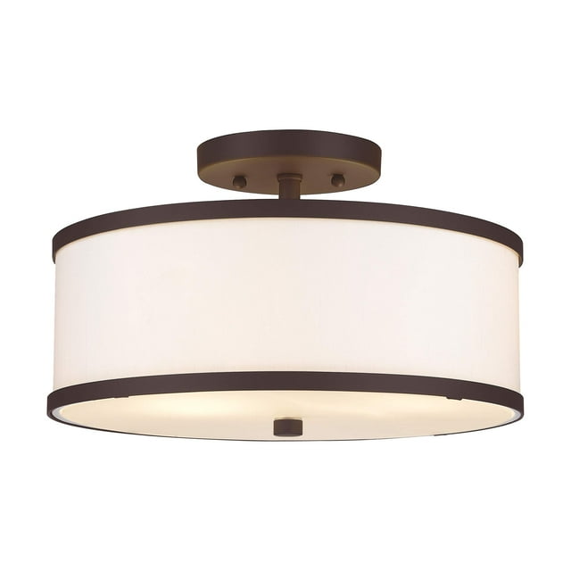 Livex Lighting 62627-07 Transitional Two Light Ceiling Mount from Park Ridge Collection in Bronze/Dark Finish