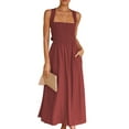 thumbnail image 1 of xiaxaixu Robe d'Été Décontractée pour Femmes Dos Nu Couleur Unie Froncée Longue Robe Mode Nouée Croisée, 1 of 8