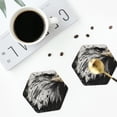 thumbnail image 4 of Lsque Ink Style Bald Eagle Pattern 4" Drink Coasters Set of 4, PVC Leather Absorbent Coasters, Table Coaster Set Decorative Coffee Cup Coasters Housewarming Gift -Hexagon, 4 of 6