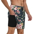 thumbnail image 3 of Picia Vintage Floral pattern Mens Swim Trunks with Compression Liner Stretch Beach Shorts Quick Dry with Zipper Pockets No-Chafing Board Shorts-Medium, 3 of 9