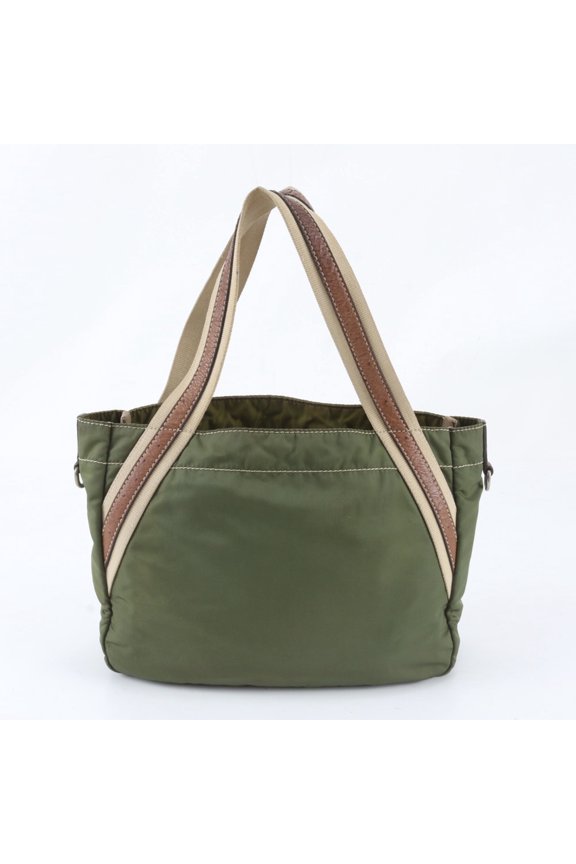 Pre-Owned Prada Tessuto Nylon Triangle Logo Leather Tote Bag Handbag Shoulder for Men