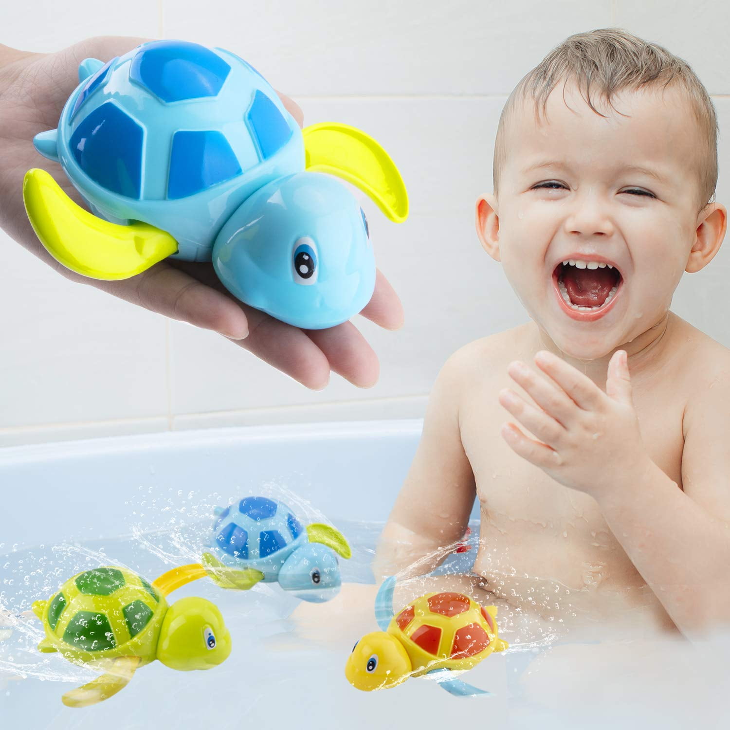 3Pcs Baby Bath Pool Swimming Turtle Animal Toy Winding Wind-up For Kid Baby NEW 