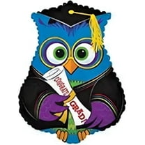 PMU Congrats Grad Owl Shape-a-loon Balloon, Graduation Decoration Mylar Balloons, (1/Pkg) Pkg/1