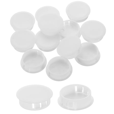 15Pcs Plastic Hole Plugs, 32mm(1-1/4") Flush Type Panel Plugs, Round Snap Knockout Locking Plugs for Furniture Insert End Caps Panels, White