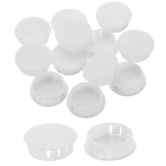 15Pcs Plastic Hole Plugs, 32mm(1-1/4") Flush Type Panel Plugs, Round Snap Knockout Locking Plugs for Furniture Insert End Caps Panels, White