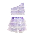 thumbnail image 5 of Kids Off Shoulder Crop Top and Skirt Set Sequin Dance Girls Dress up Clothes Halloween Kids 8-9 Years, 5 of 6