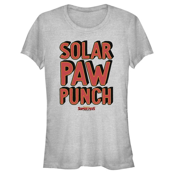 Junior's DC League of Super-Pets Solar Paw Punch  Graphic Tee Athletic Heather Large