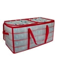 thumbnail image 3 of Northlight Transparent Zip Up Christmas Storage Box - 26.25" - Holds 128 Ornaments - Red and Clear, 3 of 4