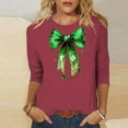 thumbnail image 1 of Elvqul Shirts T - à Col Rond pour Femmes Imprimé Mode T-Shirts Manches 3/4 Grande Taille chandail-Over Jour de la Saint-Patrick Hauts Verts, 1 of 5