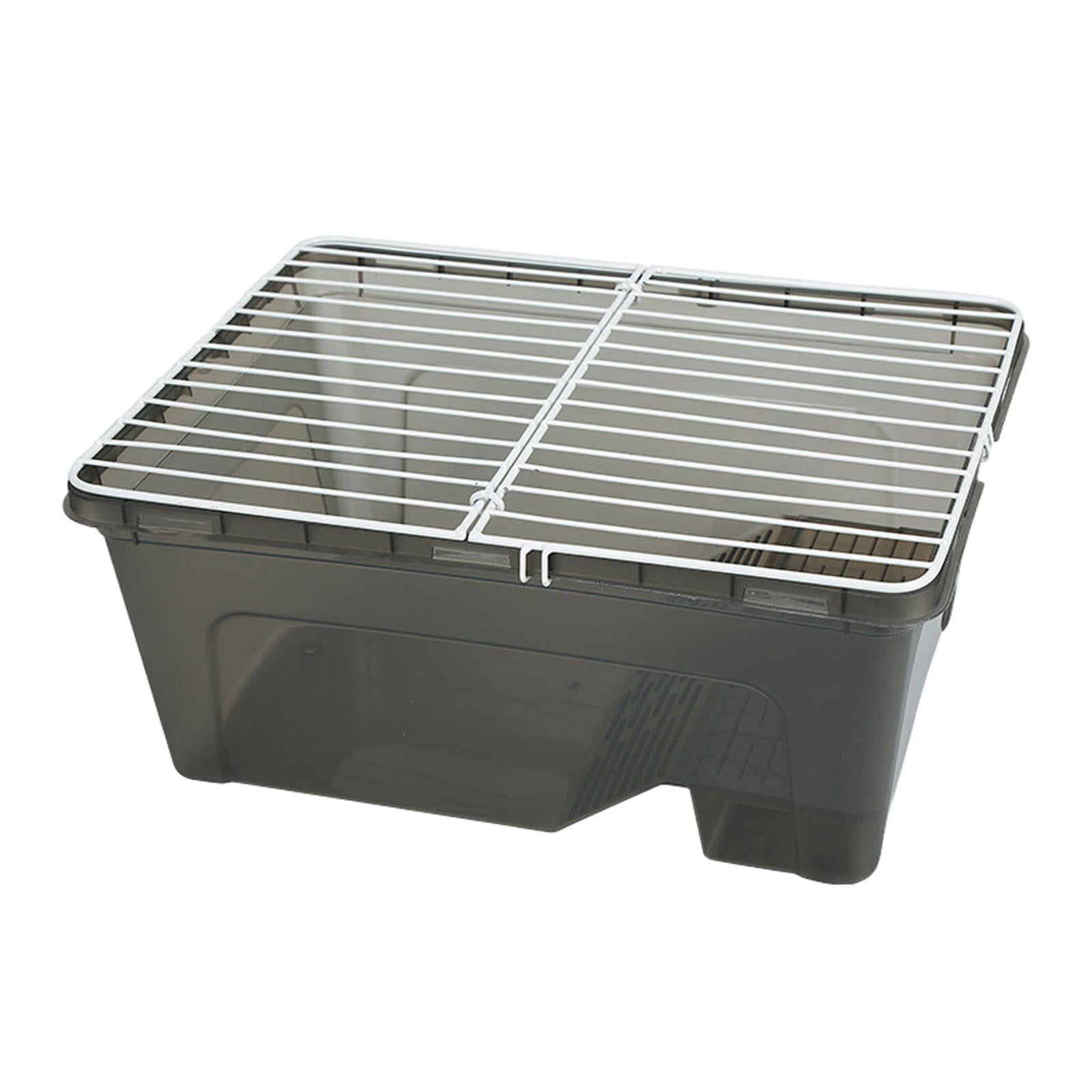 TOOYFUL Turtles Tank Aquarium Turtle Habitat with Cover Easy to Feeding Durable Reptile Aquarium Reptile Habitat for Frog Amphibians Black