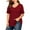 Burgundy, variant on Plus Size Shirts for Women V Neck Short Sleeve Tunic T-Shirts, Black 3XL