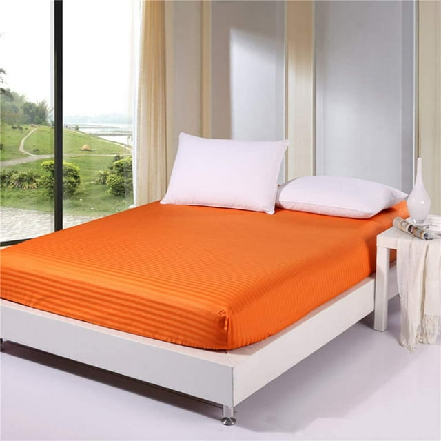 1100 Thread Count 100% Egyptian Cotton 3-Piece Fitted Sheet ( 1 Fitted Sheet + 2 Pillow Covers) 21 Inches Deep Pocket Size Stripe Pattern