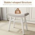 thumbnail image 5 of Solid Wood Vanity Bench Stool, Small Makeup Chair with Saddle Cushion for Bedroom, Living Room, Entryway, White, 5 of 11