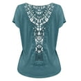 thumbnail image 5 of Yigetop indian Tops! Womens Tshirts Summer Casual Tops Trendy Short Sleeve Crewneck Knitted Fashion Tee Tunic Blouses Mexican Blouses for Women Green 2XL, 5 of 5