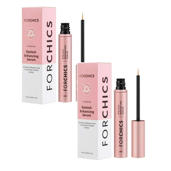 ForChics Nourishing Eyelash Growth Mascara 2-Pack, Volumizing Lengthening Black Formula for Sensitive Eyes, Enhances Lash Health & Thickness, 3ml Each