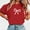 Red, variant on Womens Short Sleeve Bow Print T-Shirt, Black Relaxed Fit Casual Tee, Soft Stretch Polyester Spandex Top for Everyday Wear,Size L
