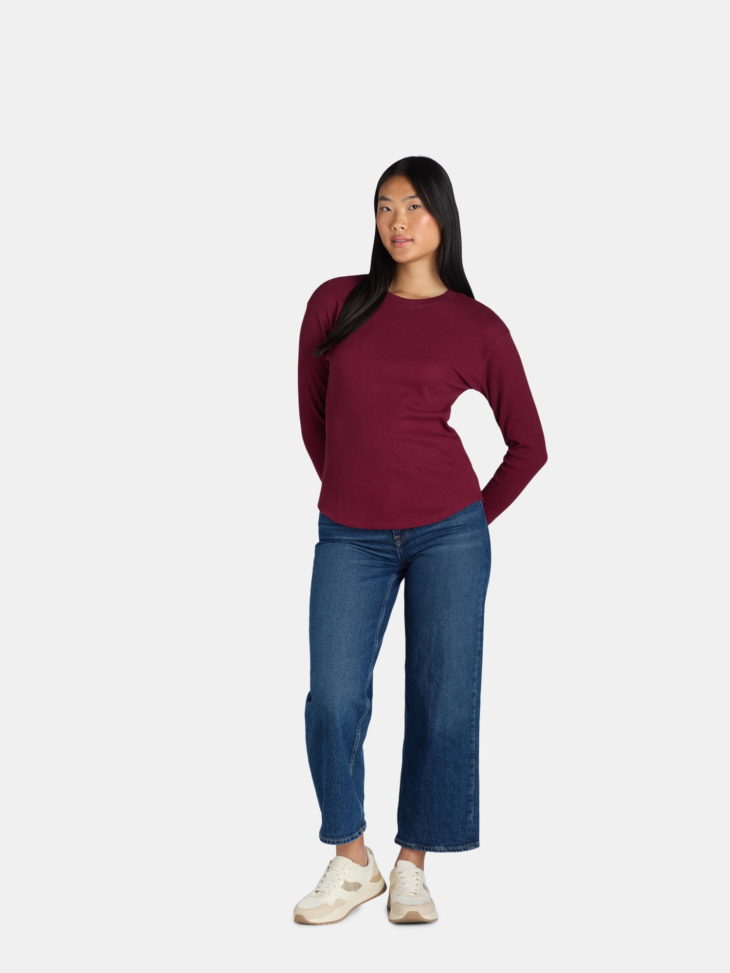 Time and Tru Women’s Essential Thermal T-Shirt with Long Sleeves, Sizes XS-XXXL