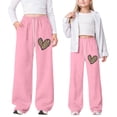 thumbnail image 2 of XEGLSBU Girls Pants Size 8 Girl's Baggy Sweatpants Lightweight Straight Leg Athletic Pants with Pockets Pink Size 8-9 Years, 2 of 9