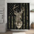 thumbnail image 3 of Camo Hunting Shower Curtain, Black and White American Flag Deer Fabric Shower Curtains for Men Bathroom, Patriotic Restroom Decor Accessories, 3 of 3