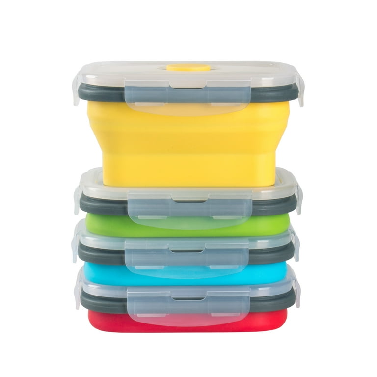 Collapsible Food Storage Containers with Airtight Lid & Air Vent, 40.5 oz,  Kitchen Stacking Silicone Collapsible Meal Prep Container Set for Leftover