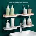 thumbnail image 3 of Corner Storage Rack Wall Mounted Self-stick Shower Shelf 180° Rotatable Bathroom Holder  Gray, 3 of 4