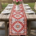 thumbnail image 4 of Bohemia Red Turkish Pattern Table Runner, Retro Ethnic Style Cotton Linen Kitchen Table Decoration Washable Dining Tabletop Runners for Home Party Decor 13x36 Inches, 4 of 9