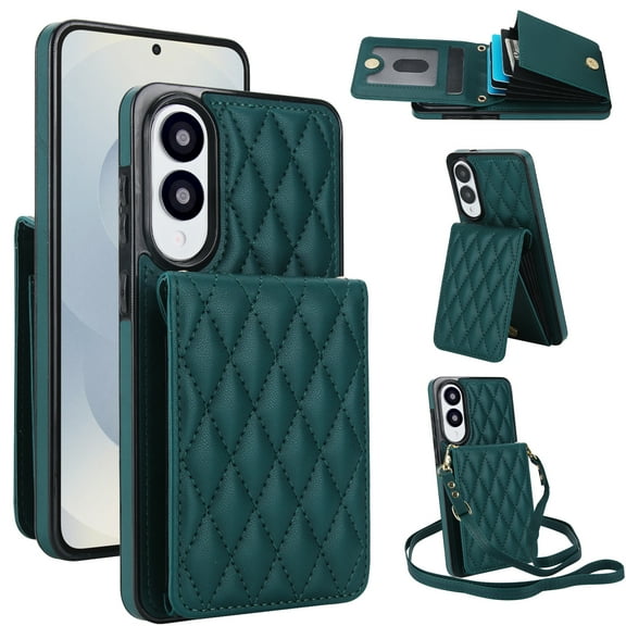 Allytechgroup for Samsung Galaxy S25 Edge Case, Wallet Phone Case with Card Holder, Crossbody Strap, Stand Feature, RFID Blocking, PU Leather & TPU Shockproof Galaxy S25 Edge Cover, Green