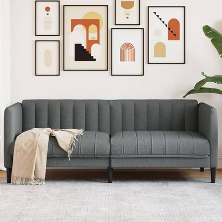 vidaXL Sofa 2-Seater Dark Gray Fabric