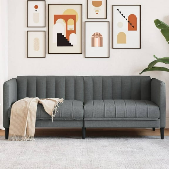 vidaXL Sofa 2-Seater Dark Gray Fabric