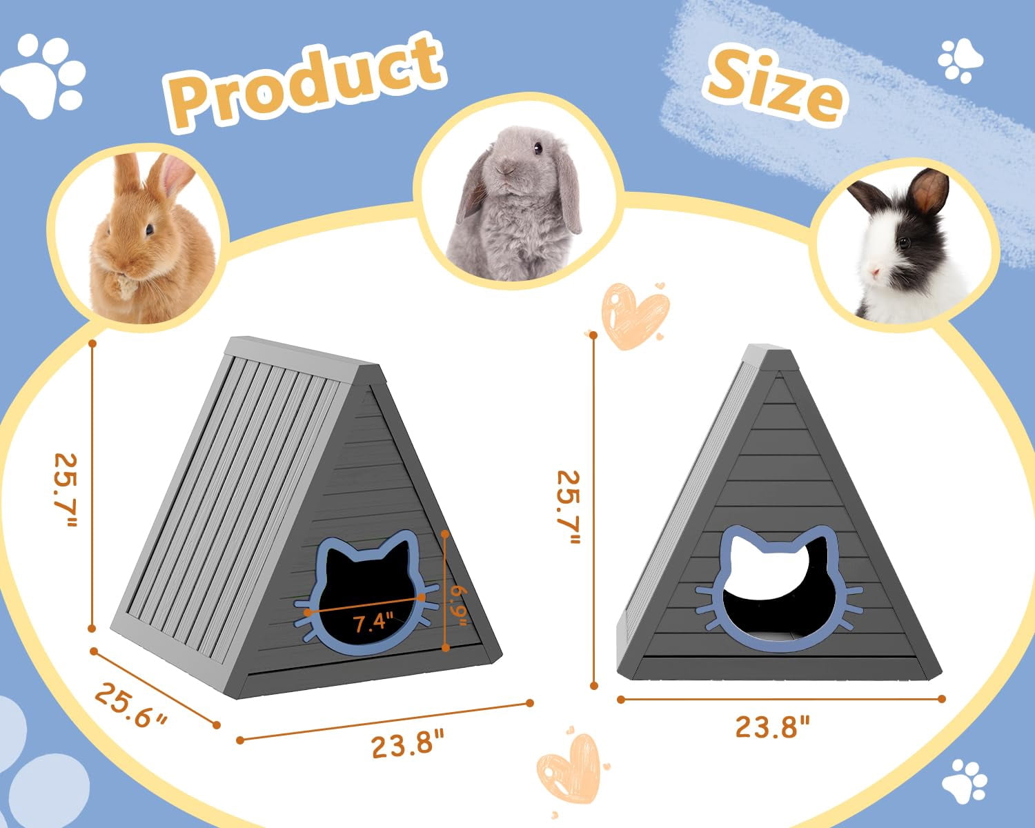 Triangle Outdoor Cat House - Resin Cat House, Elevated & Ventilated Cat Houses for Outdoor Cats in Garden, Patio, or Yard