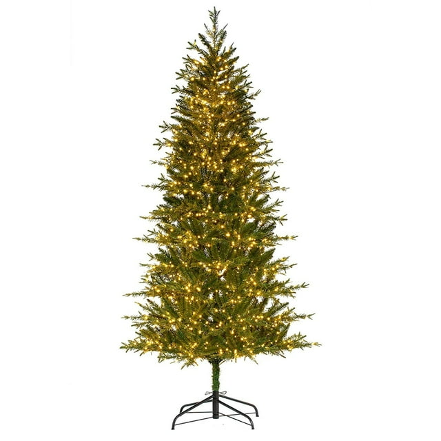 Haute Decor 7 Foot Pre Lit Asheville Slim Christmas Tree, White LED Lights