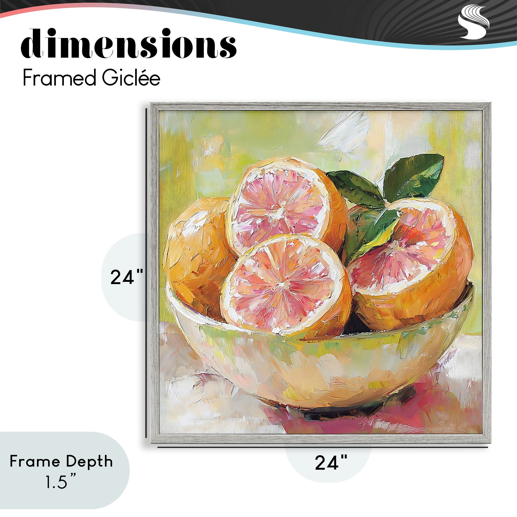 Stupell Industries Bold Grapefruit in Ceramic Bowl Gray Framed Giclee Art, design by Riley B