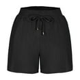 thumbnail image 3 of ZZwxWA Women's Double Layered Pleats Maternity Shorts Underbelly Drawstring Elastic Waist Retro Cotton Shorts with Pocket Solid Color, 3 of 5