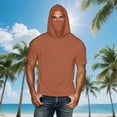 thumbnail image 2 of Fanxing Big and Tall Cooling Sun Shirts for Men with Hood Short Sleeve Lightweight Tees with Masks Fishing Hoodie Orange,XXXXXL, 2 of 9