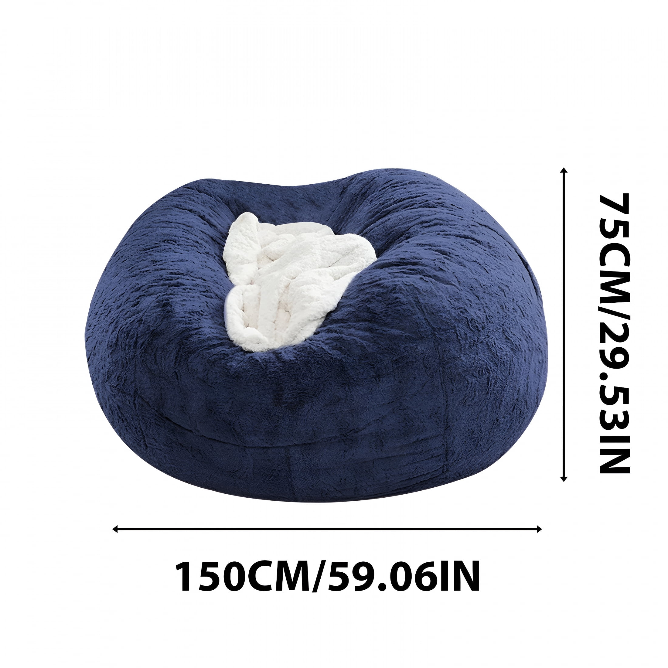 LAMIRO Soft Fluffy Bean Bag Chair for Adults, Lazy Chair Round Bean Bag with Washable Plush Cover