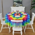 thumbnail image 2 of Rainbow Tie Dye Mandala Pattern Round Tablecloth 60"x60",Wrinkle Wipeable Table Cloth for Kitchen Dining Room Picnic Patio Party, 2 of 6