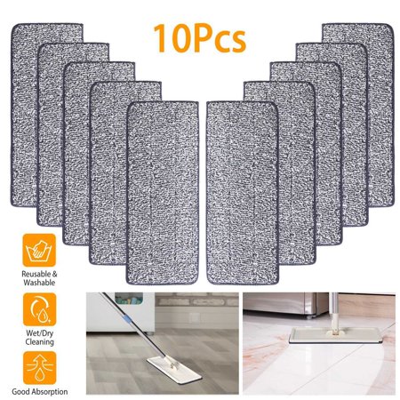 10Pcs Microfiber Mop Pads Reusable Washable Cloth Mop Flat Replacements Head
