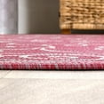thumbnail image 5 of JONATHAN Y SMB106J-210 Charleston Vintage Filigree Textured Weave Fuchsia/Light Gray 2 ft. x 10 ft. Indoor/Outdoor Runner Rug, Pet Friendly, Easy to Clean, for Patio, Living Room, Bedroom, 5 of 8