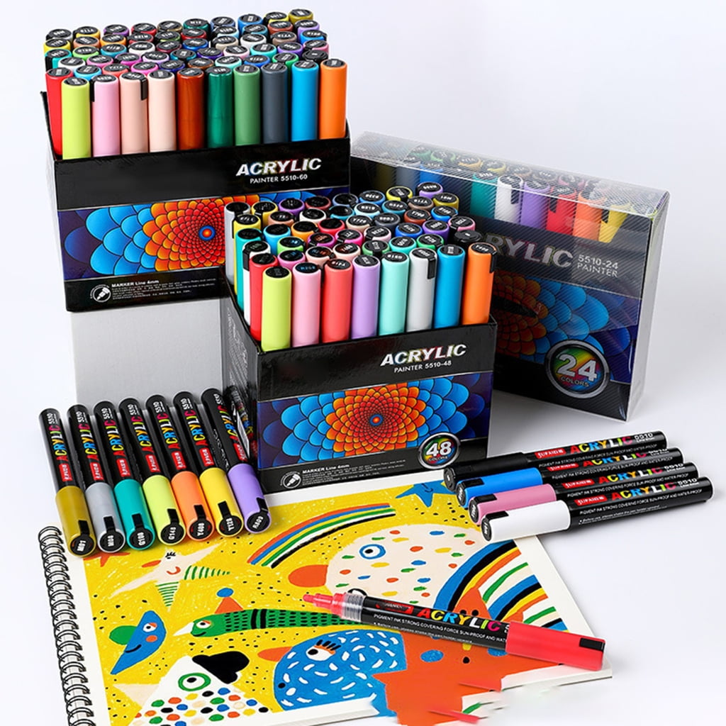 MOMOJIA 12/24/36/48 Color Acrylic Paint Marker Pen Water Based Art Marker For Drawing