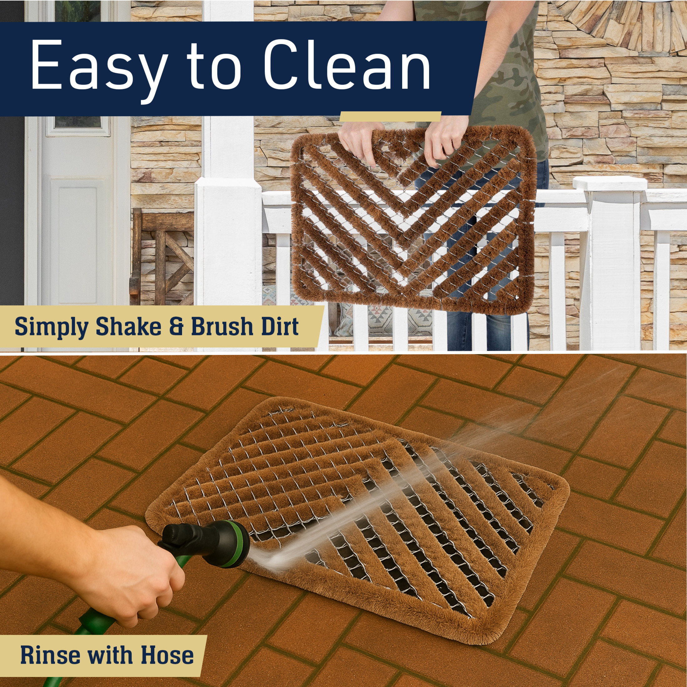 Kings County Tools 29x19” Natural Coir Doormat with Stainless Steel Mesh - Outdoor Welcome Mat