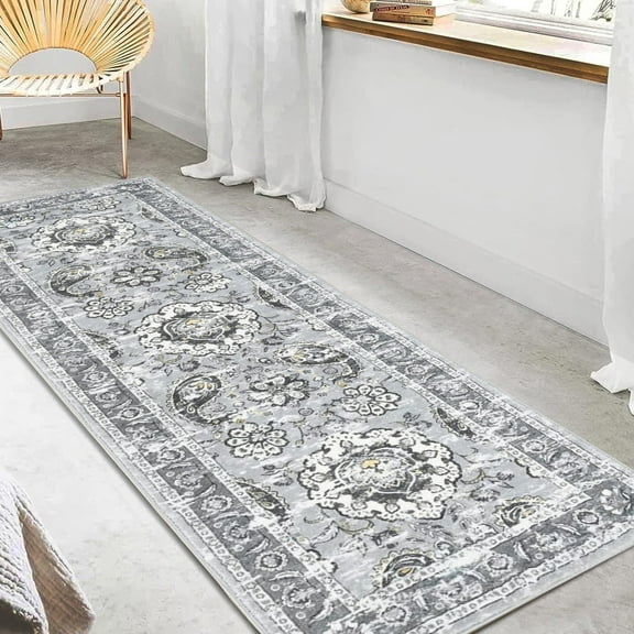 Yamaziot 2x6 ft Runner Rug for Hallway, Laundry Paisley Runner Rug, Farmhouse Kitchen Floor Mat, Non Shedding Washable Rug for Bedroom, Living Room, Dining Room