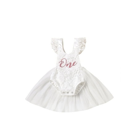 

jaweiw Baby Girl 1st Birthday Outfit Lace Tulle Romper Princess Tutu Dress First Birthday Photography Clothes