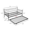 thumbnail image 2 of Metal Daybed with Pop Up Trundle Bed, Vintage Sofa Bed,No Box Spring Needed,Heavy-duty Metal Platform Bed For Bedroom Living Room, 2 of 7