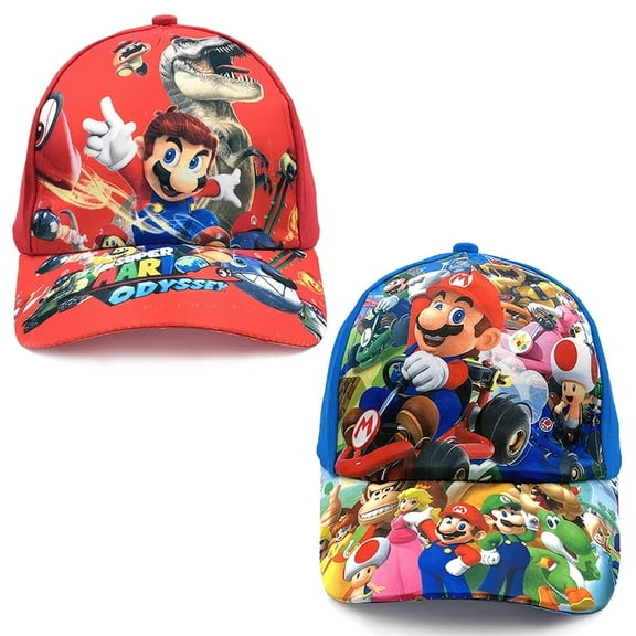 2PCS baseball cap red and black classic character cartoon pattern hat suitable for daily wear, outdoor travel, versatile models