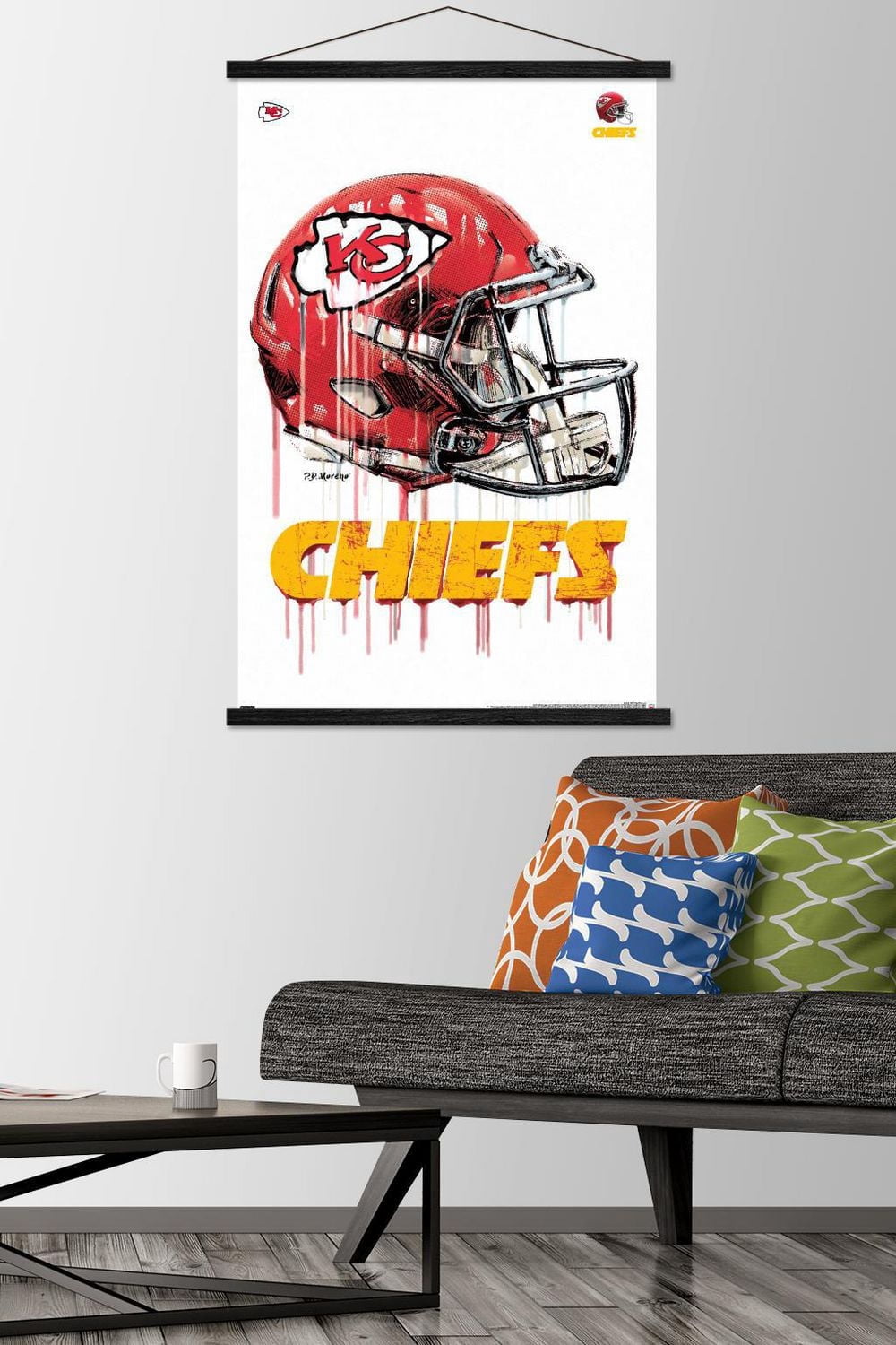 NFL Kansas City Chiefs - Drip Helmet 20 Wall Poster, 14.725" x 22.375" Framed