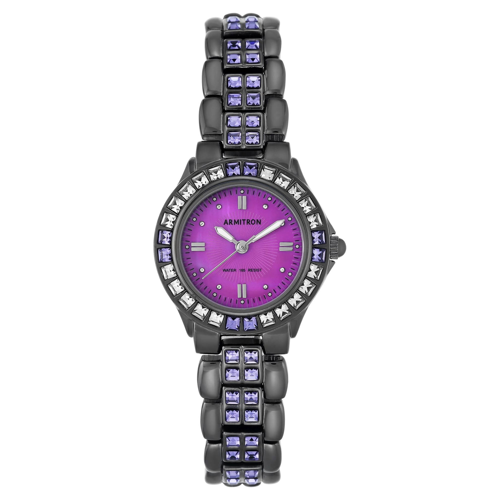 Armitron Women's Genuine Crystal Accented Watch, Gunmetal/Purple