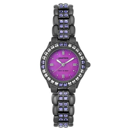 UPC 086702525379 product image for Armitron Women s Genuine Crystal Accented Watch  Gunmetal/Purple | upcitemdb.com