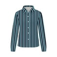 thumbnail image 5 of ShomPort Button Down Shirts For Women Striped Classic Long Sleeve Collared Office Work Blouses Tops (Green 16), 5 of 5