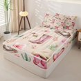 thumbnail image 2 of Erosebridal Watercolor Cowgirl Boot Zipper Twin Comforter Sets with Fitted Sheet and 2 Pillowcases,Peach Floral Cactus Zipper Bedding Set For Girls,Reversible,4 Pieces, 2 of 7